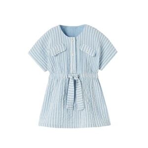 Zara 3-4 Year Textured Striped Shirt Dress Light Blue